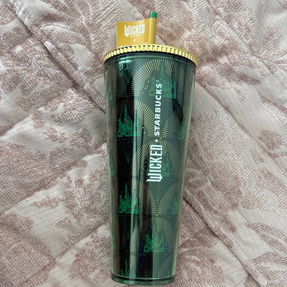 Starbucks Emerald Castle Tumbler with Gold Trim Wicked Venti